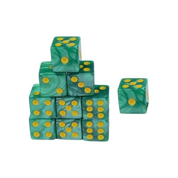3x10x 6 Sided Dices Set Entertainment Toys 16mm Dices for Table Game Card Game Green