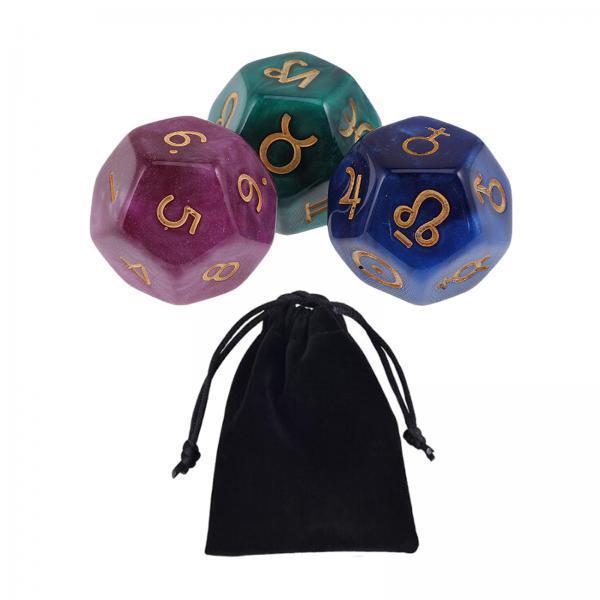 3x3Pcs Acrylic Astrological Dice Constellation Dice for gifts Style C