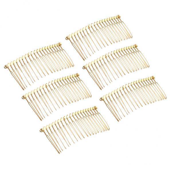 2x6pcs DIY Blank Metal Hair Clips Side Comb 20 Teeth Hair Accessories Gold