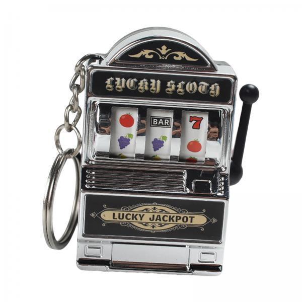 2xMini Slot Machine Keychain Festival Novelty Mini Arcade Game Toy for Boy Men Argent