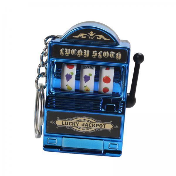 3xMini Slot Machine Keychain Festival Novelty Mini Arcade Game Toy for Boy Men Blue