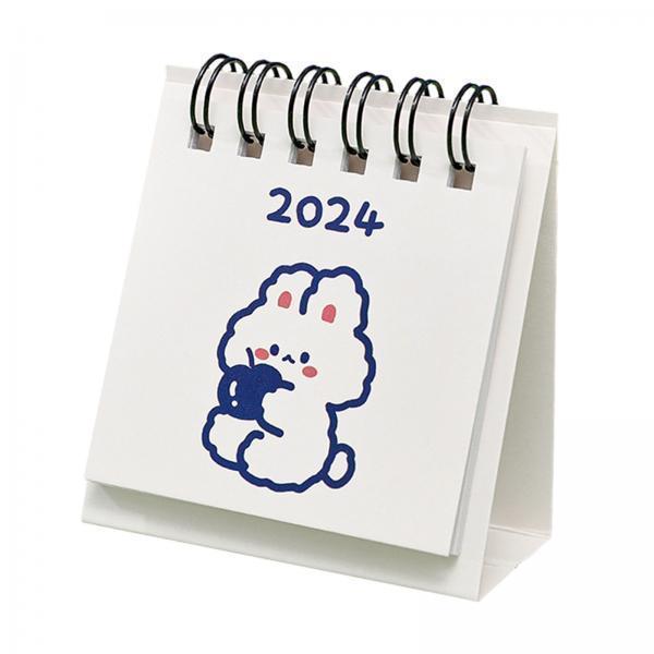 3xStanding Flip 2024 Desktop Calendar Mini Desktop Calendar for Desktop Office Rabbit