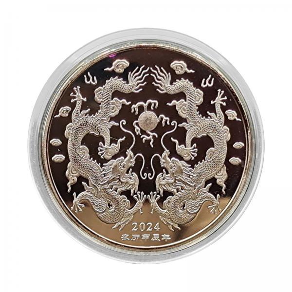 2x2024 Years of The Dragon Chinese Coin Badge Collection Coins for Family Adults Silver