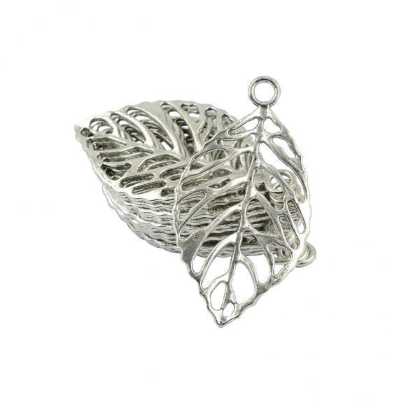 3x20 Pcs Silver Hollow Rose Leaf Vein Charms Pendants Connector DIY Making
