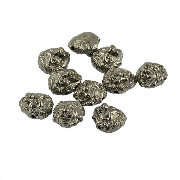 2x10 Pieces Lion Head Loose Beads Bracelet Necklace Beads Hematite Jet Black