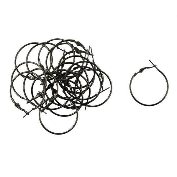 2x20pcs 50mm Round Beading Hoop Loop Leverback Earring Findings Metallic Black