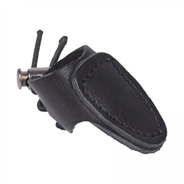2xSoft Leather Thumb Ring Adjustable Recurve Bow Thumb Guard Finger Protector Black