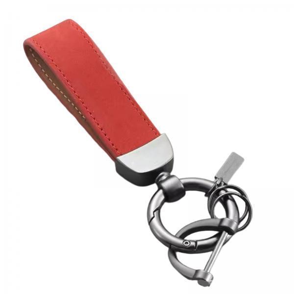 2xPU Leather Keychain Decor Gift Key Ring Clip for Backpack Purse Handbag Red