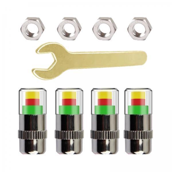 3x4 Pieces 2.4 Bar Car Tire Pressure Monitor Valve Stem Caps 3 Color for Bike Silver