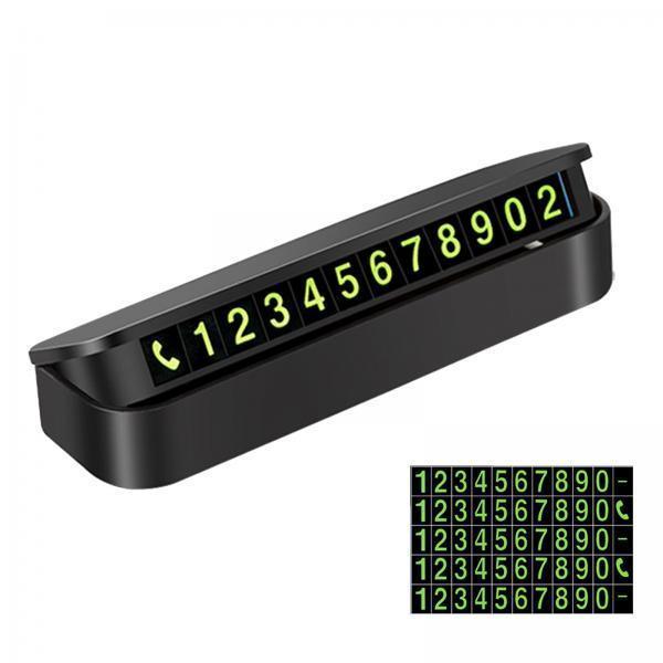 2xCar Phone Number Plate Stop Accessories Hidden Parking Phone Number Card black