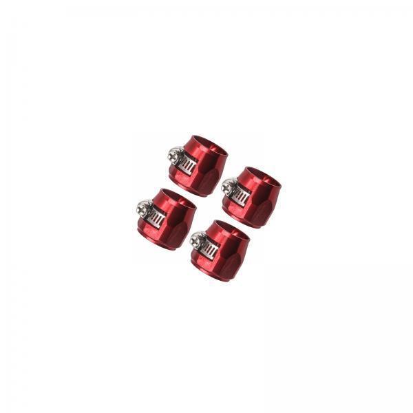 4x4 Pieces Hose Finisher Clamps Aluminum Alloy with Screw Band Hose Connectors Red AN6