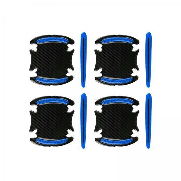 2x8 Pieces Universal Car Door Handle Scratch Protector Reflector Stickers Blue