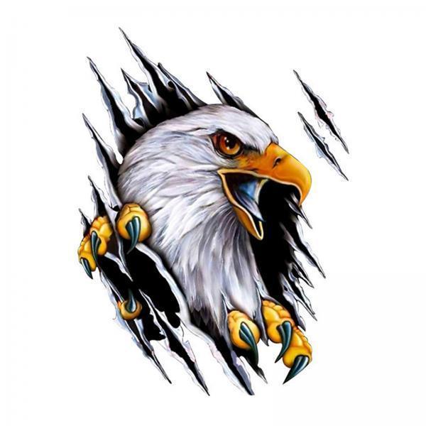 3xEagle Car Sticker Decals Simulation Cartoon for Bumpers Motorcycle Right