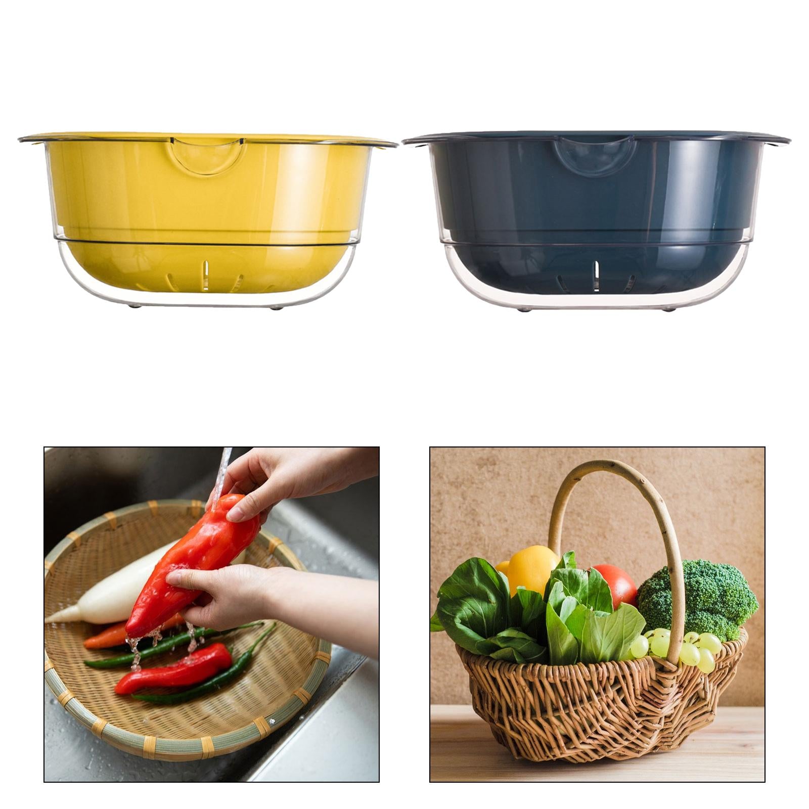 Fruit Draining Basket Fruit Cleaner Bowl for Kitchen Fruits and Vegetable