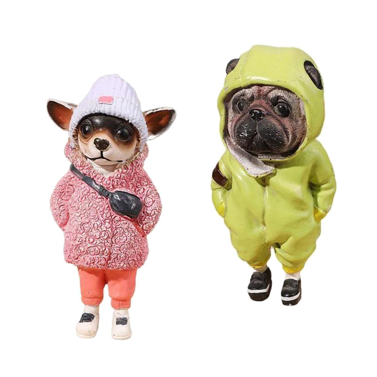 Dog Statue Home Decor Mini Resin Puppy Figurine for Living Room Bedroom