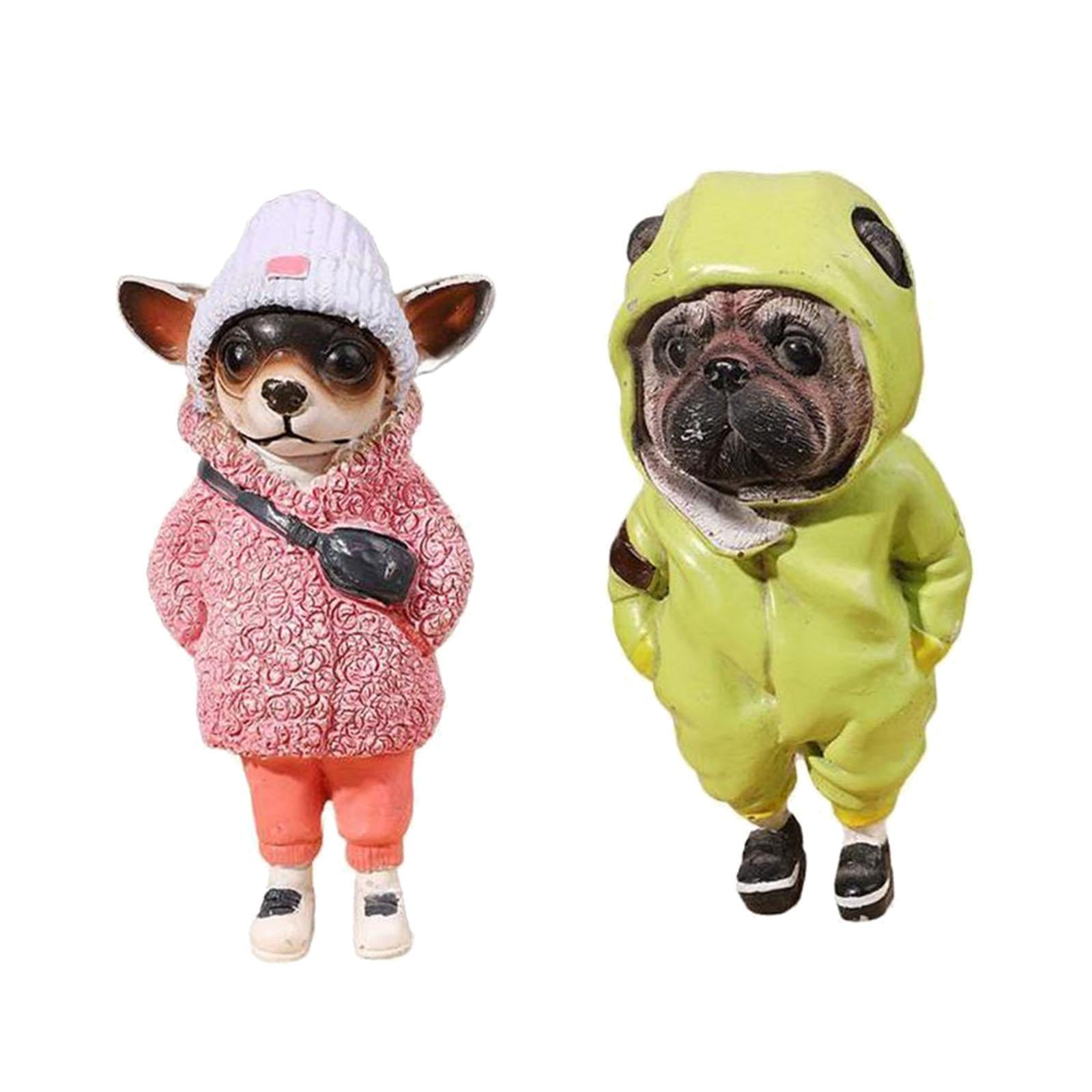 Dog Statue Home Decor Mini Resin Puppy Figurine for Living Room Bedroom