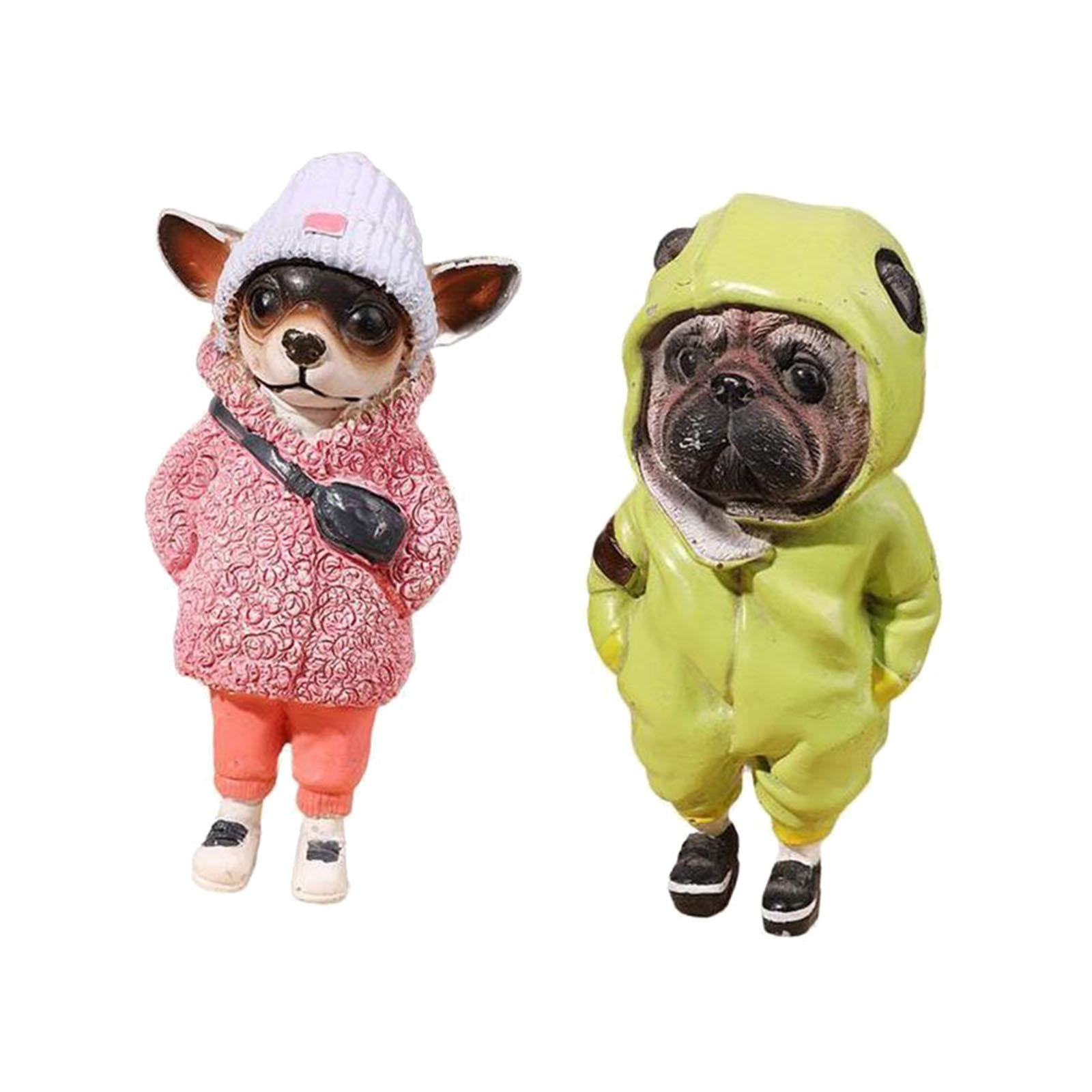 Dog Statue Home Decor Mini Resin Puppy Figurine for Living Room Bedroom