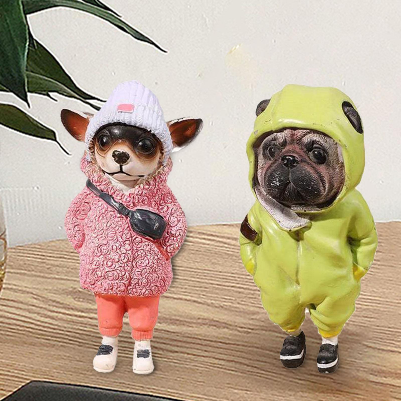 Dog Statue Home Decor Mini Resin Puppy Figurine for Living Room Bedroom