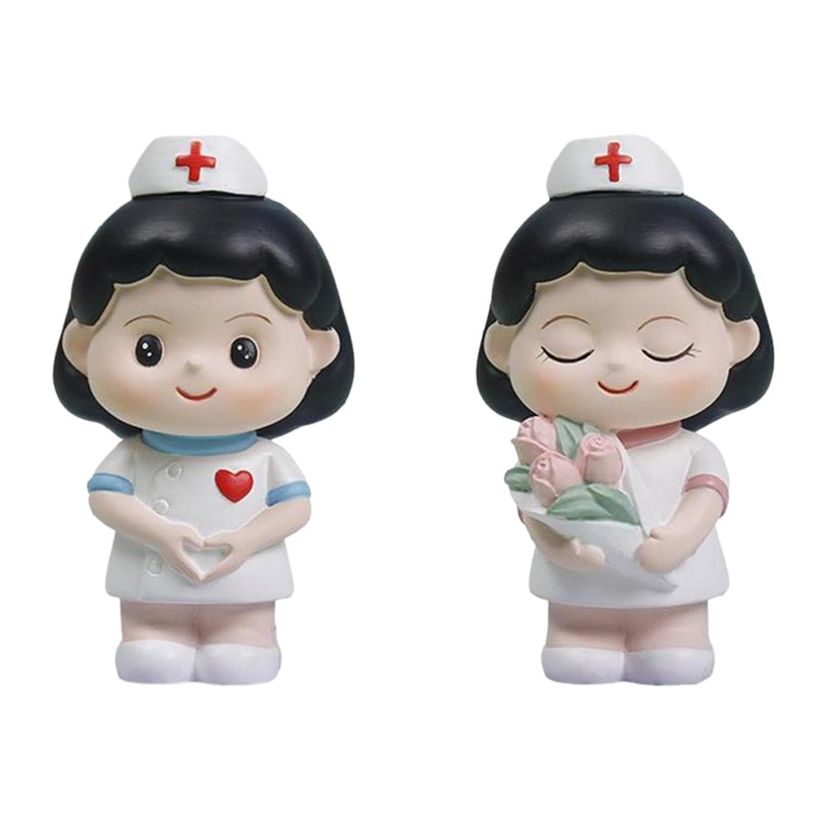 Nurse Statue Cute Handmade Cake Topper Ornament for Festival Bedroom Wedding