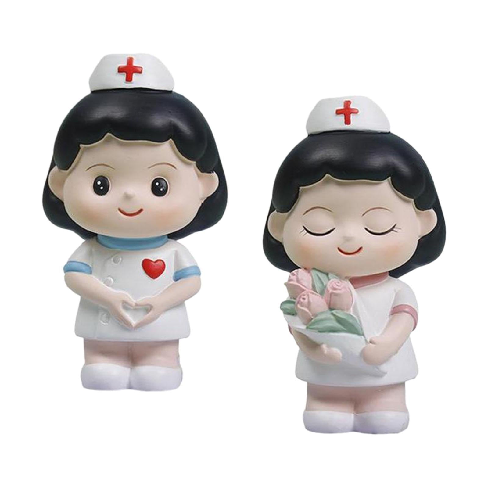 Nurse Statue Cute Handmade Cake Topper Ornament for Festival Bedroom Wedding
