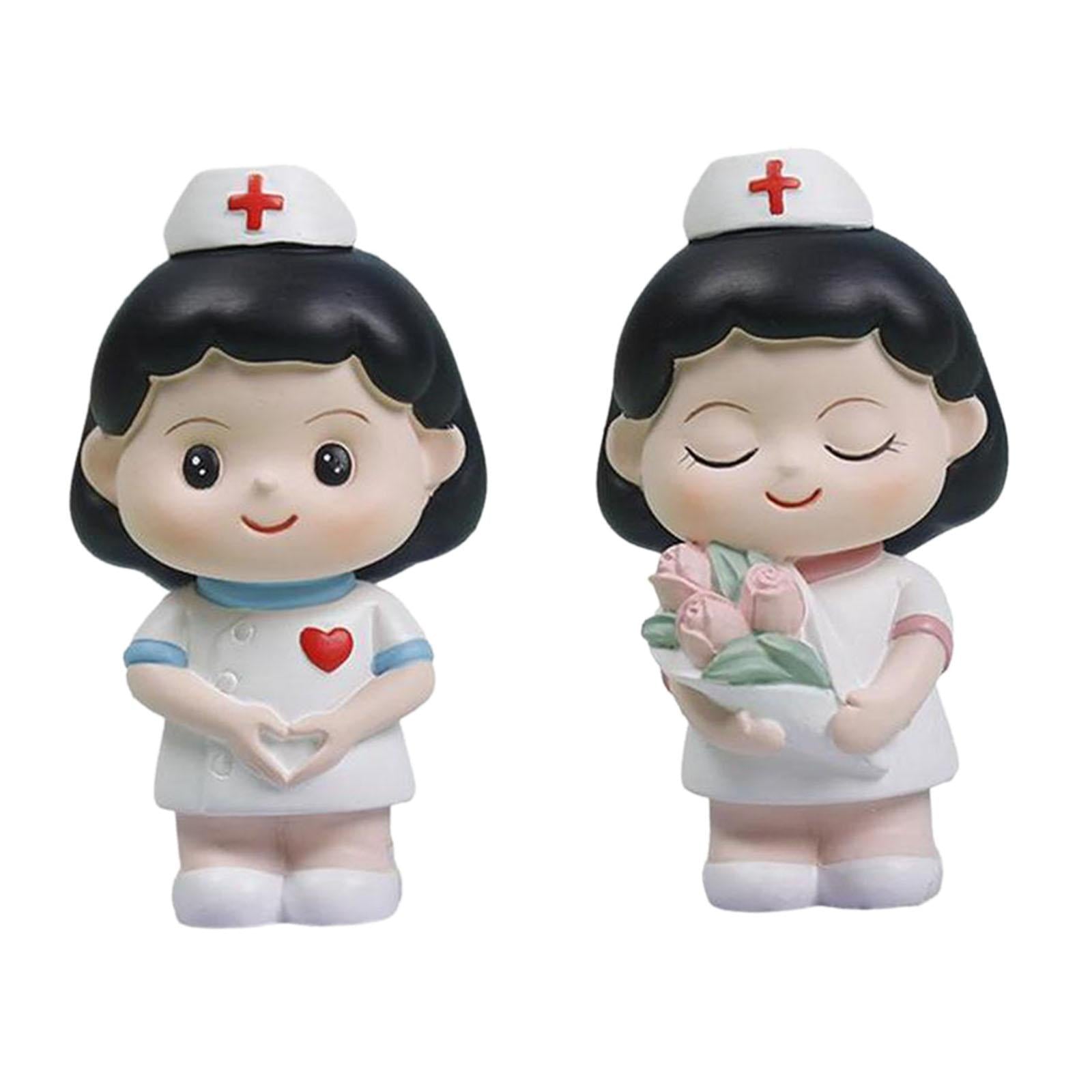 Nurse Statue Cute Handmade Cake Topper Ornament for Festival Bedroom Wedding