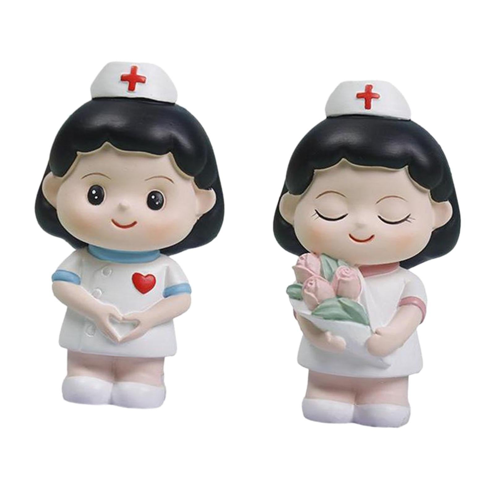 Nurse Statue Cute Handmade Cake Topper Ornament for Festival Bedroom Wedding