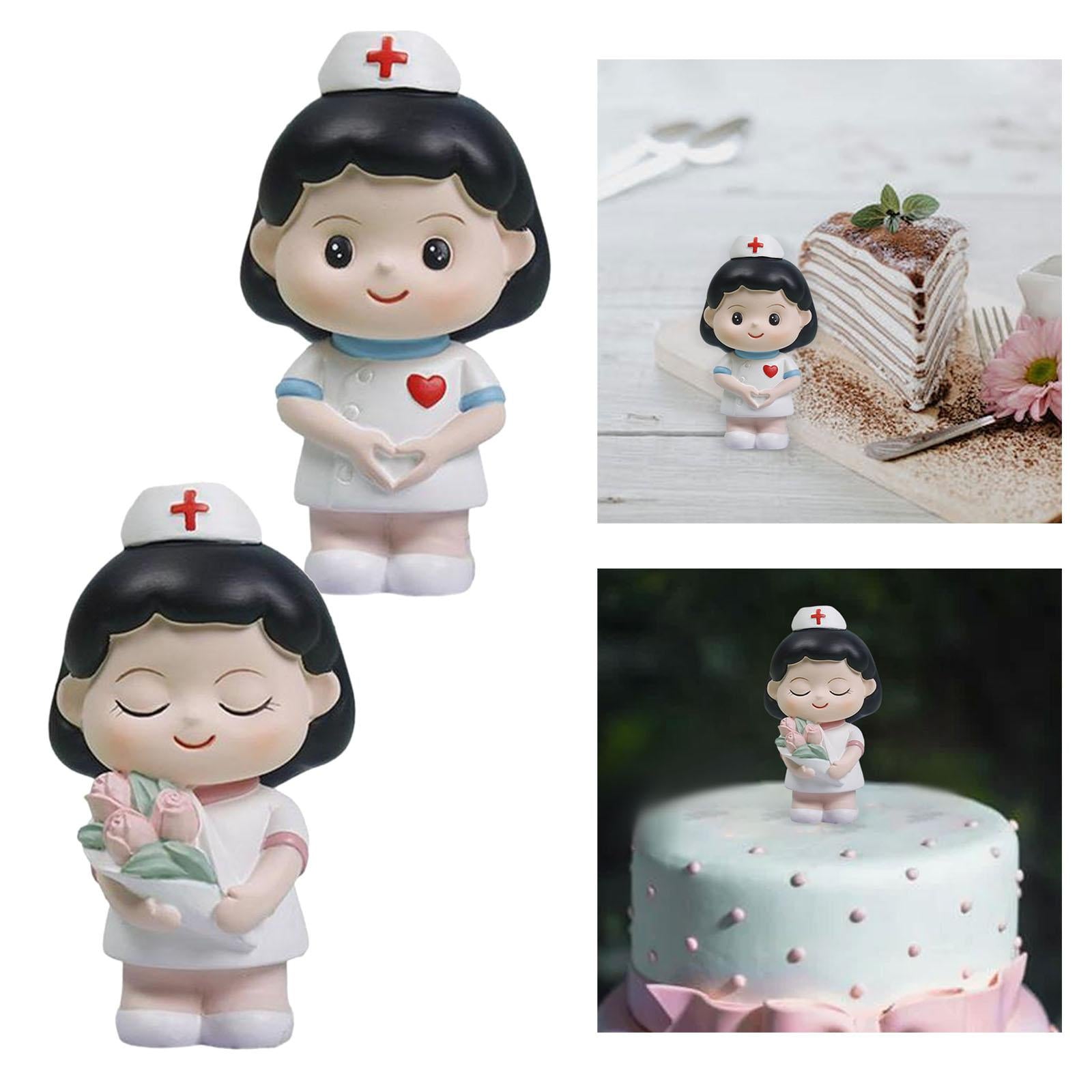 Nurse Statue Cute Handmade Cake Topper Ornament for Festival Bedroom Wedding