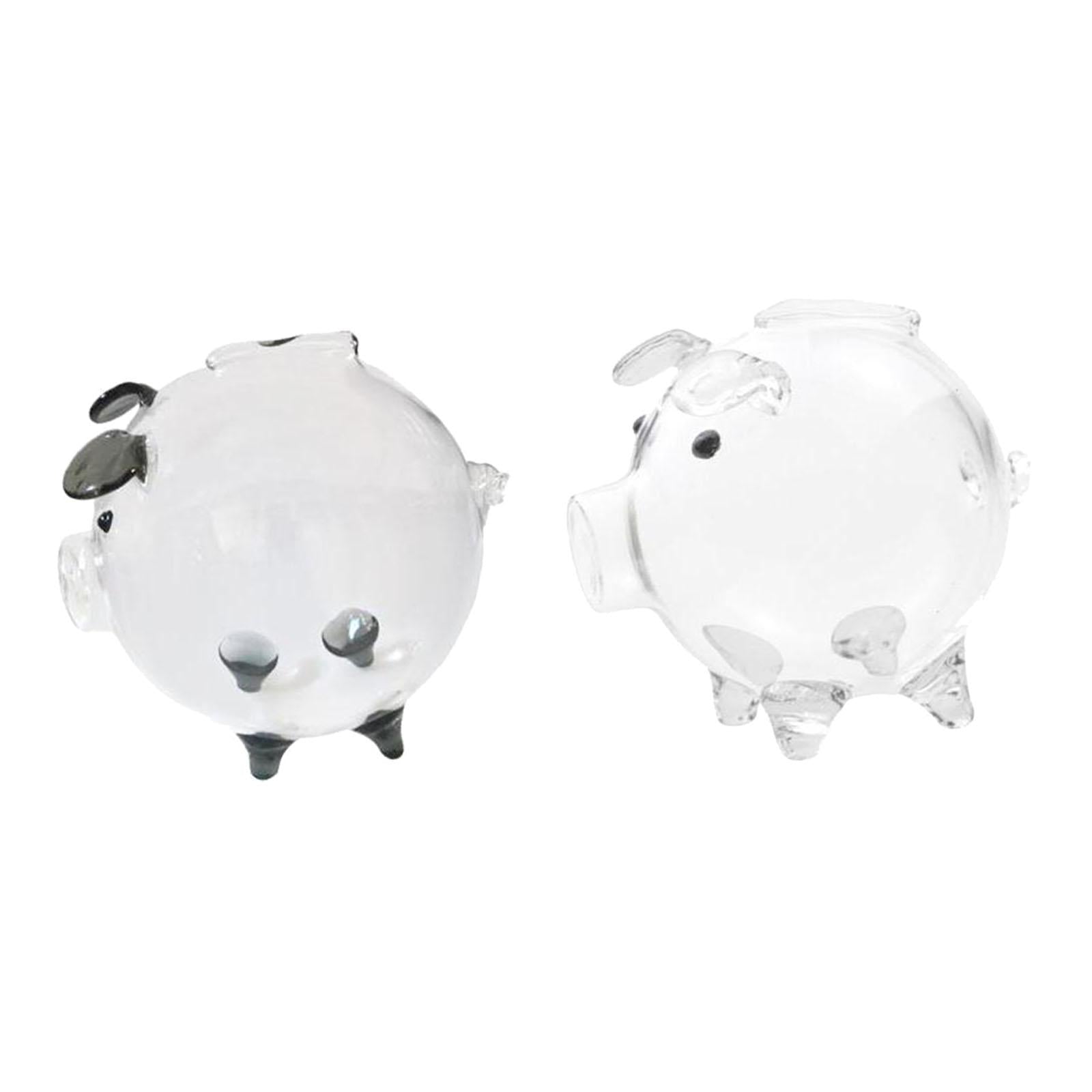 2 Glass Piggy Banks Lovely Money Saving Box for Birthday Clear and Black