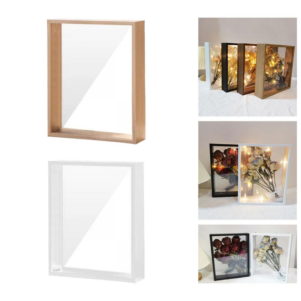 Shadow Box Frames Floating Photo Frames for Graduation Award Wood and White+Wood