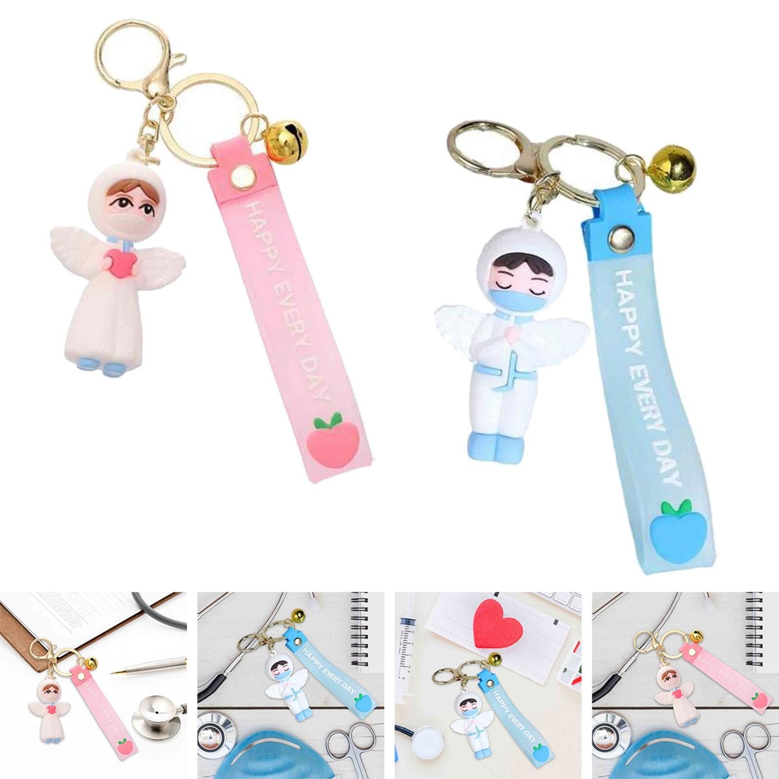 4x Pieces Nurse Gifts Nurse Keychain pink and blue for Women Nurse Day