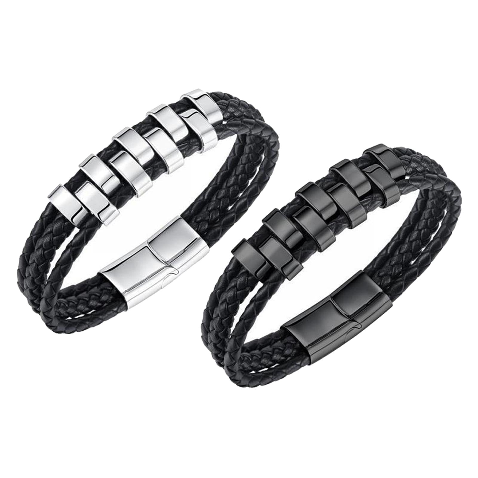 Braided Bracelet Cuff Bracelet Rock Stackable PU Leather Bracelet
