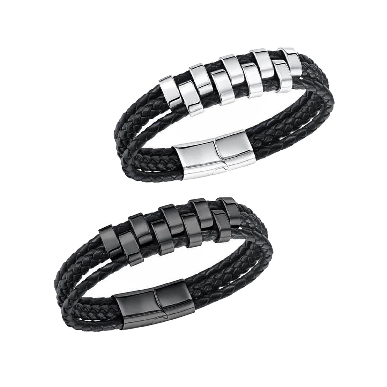 Braided Bracelet Cuff Bracelet Rock Stackable PU Leather Bracelet