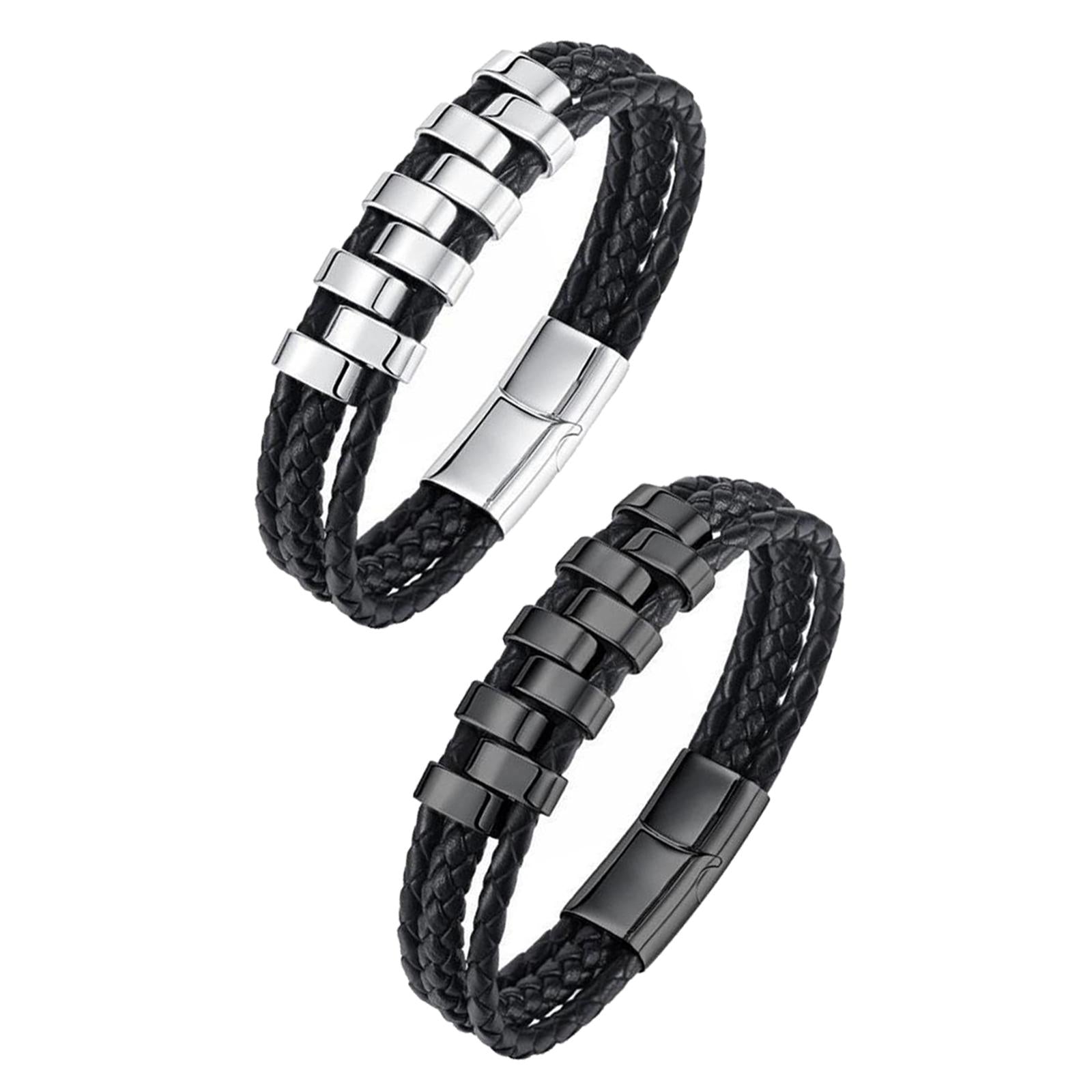 Braided Bracelet Cuff Bracelet Rock Stackable PU Leather Bracelet