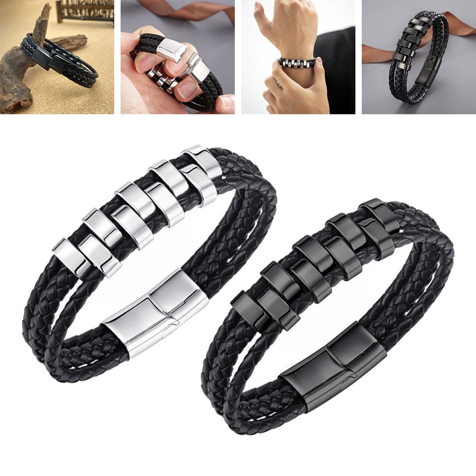 Braided Bracelet Cuff Bracelet Rock Stackable PU Leather Bracelet