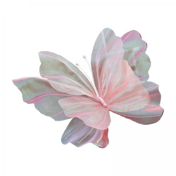 2xSilk Yarn Artificial Butterfly Giant Gauze Fake Butterfly for Wedding Crafts Pink