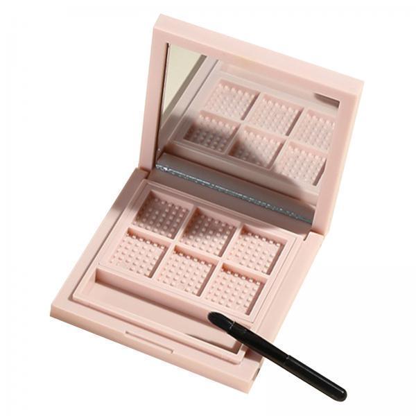 5xEmpty Eyeshadow Palette Storage Box with Mirror and Brush Slot Square Pallet 6 Slot