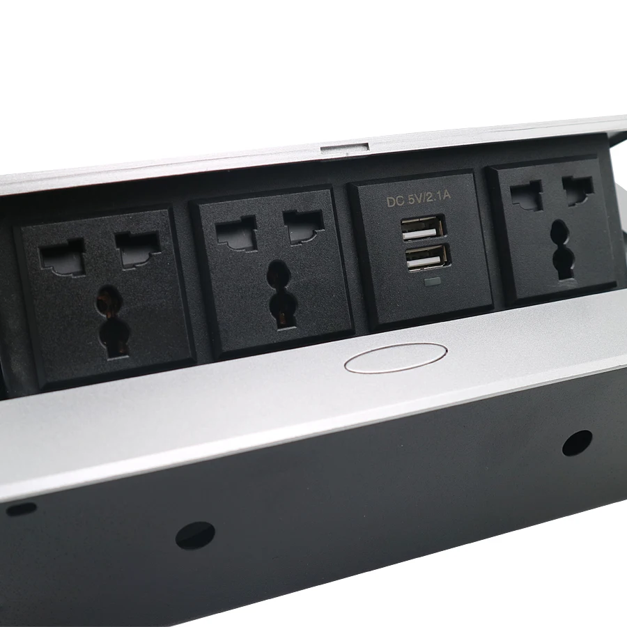 Desktop pop up Socket 3 Universal plug with USB A&A charging with 1.8m power cable