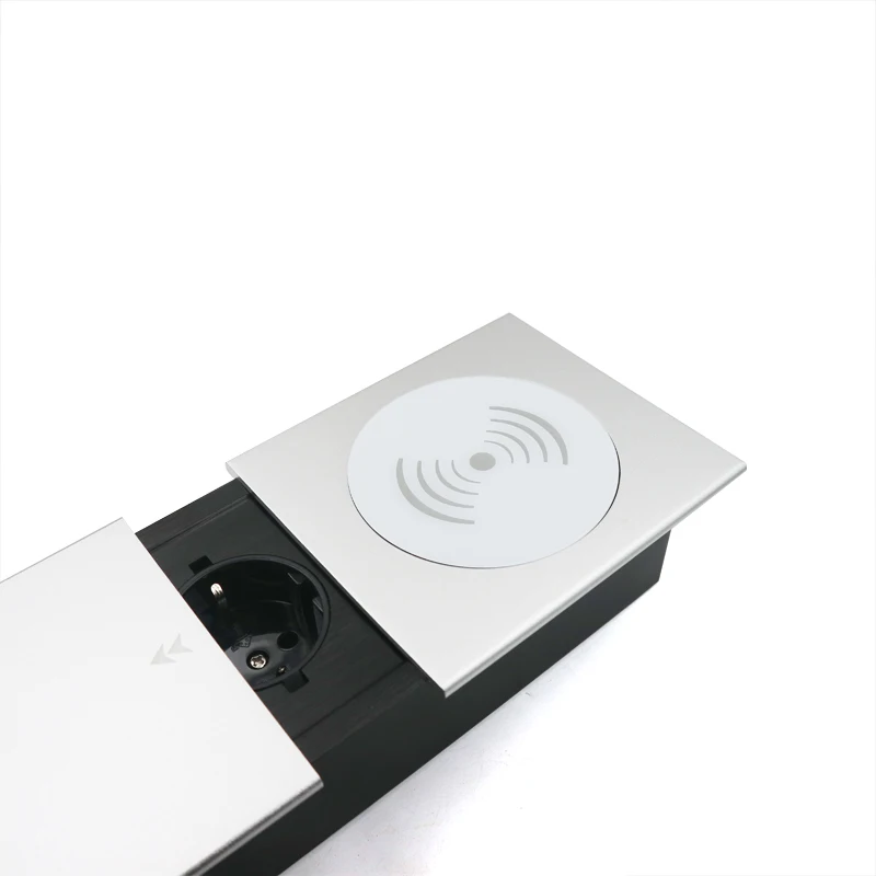 Desktop Sliding Socket 2 EU plug with USB A&A charging with Telephone/ Network, with 1.8m power cable