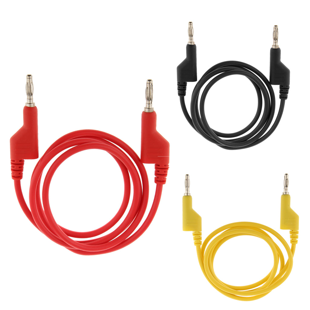 25A Stackable 4mm Banana Plug Multimeter Test Cable Lead Cord Red and Yellow