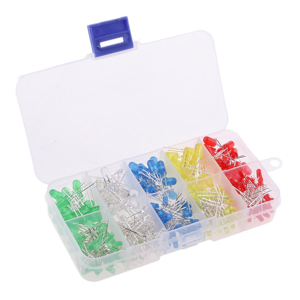 300PCS 3mm & 5mm LED Assorted Kit Super Bright Light Emitting Diodes 5Colors