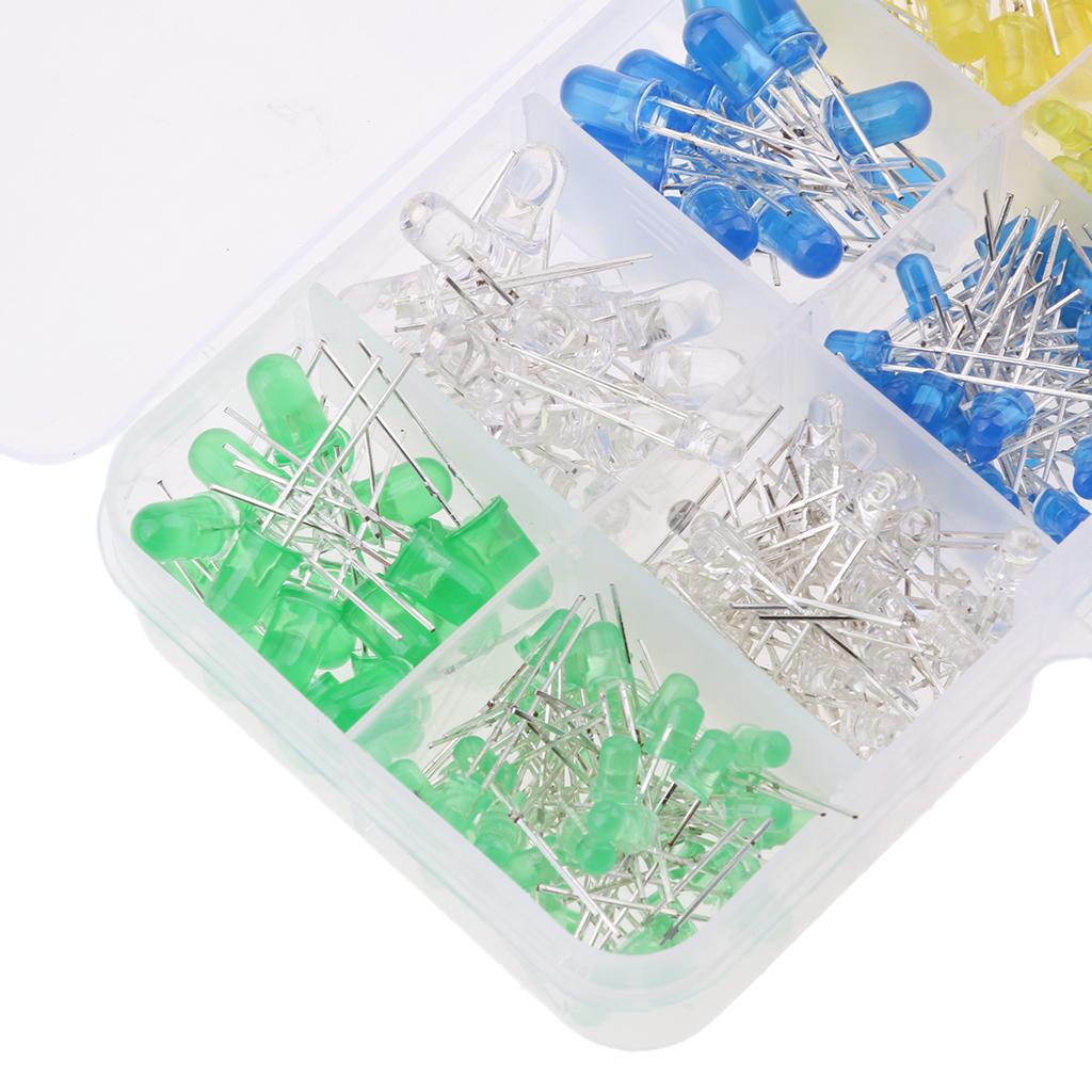 300PCS 3mm & 5mm LED Assorted Kit Super Bright Light Emitting Diodes 5Colors