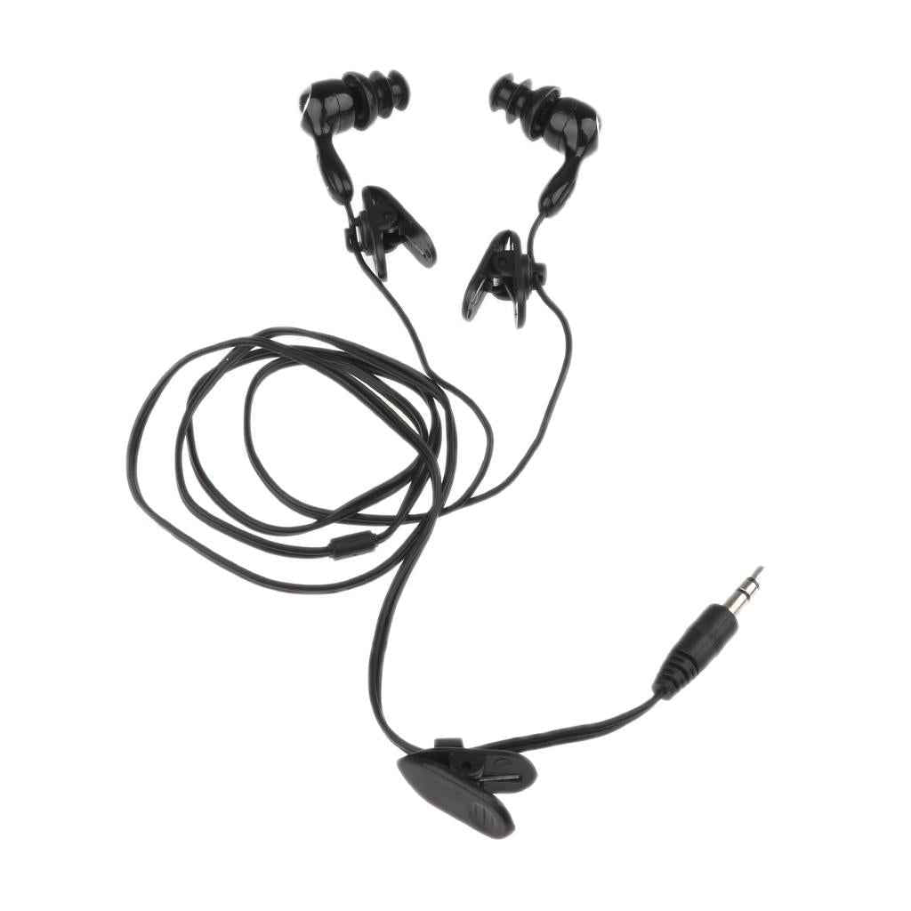 3.5mm In-Ear Sport Waterproof Swimming Diving Swivel Clip Earbud Earphone Headset Stereo Headphones Kit For MP3 MP4 iPod Player Black