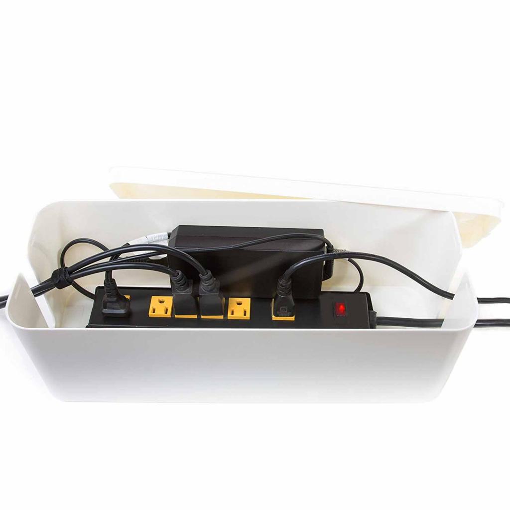 Cable Management Box Cord Organizer 16 Cover Conceal Hide Wire Plug White"