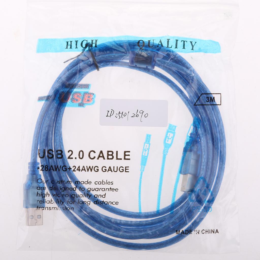 3Meters USB Cable Printer Type A to B Male High Speed 2.0 28AWG Lead Plug