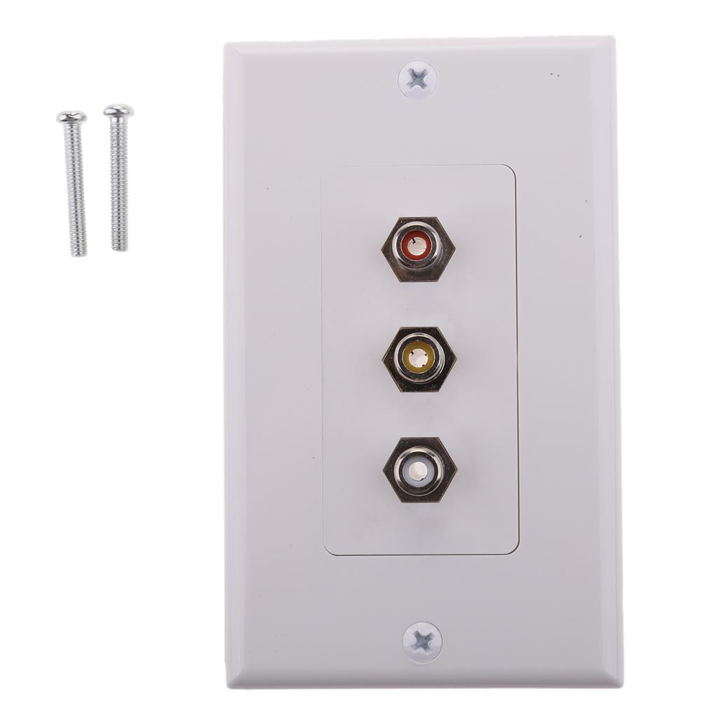 Cable Decoration Wall Plate Insert 3 RCA Couplers Female,Red/White/Yellow US