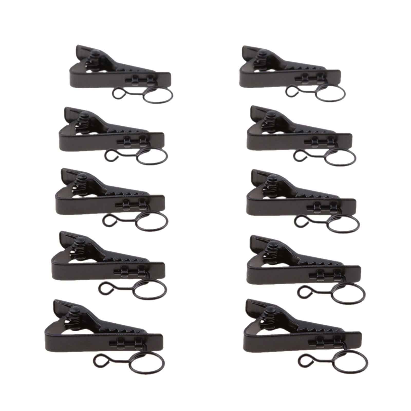 10 Pack Ring-type Metal Clip , 0.39inch (10mm) Dia Lapel / Lavalier Microphone Tie Clip Black for Lavalier Wireless Microphone System