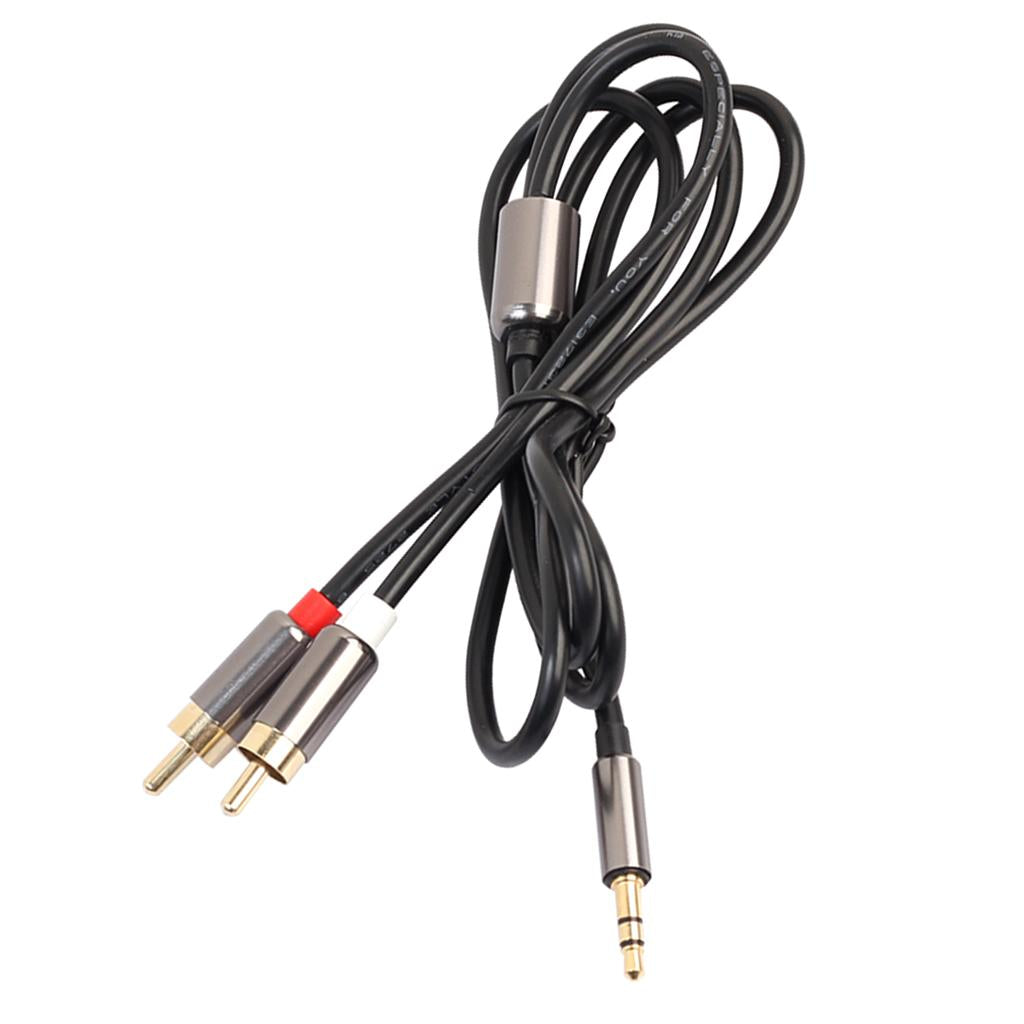 3 FT 3.5mm Stereo Male Plug to 2 RCA Audio Male Adapter Speaker Cable Grey
