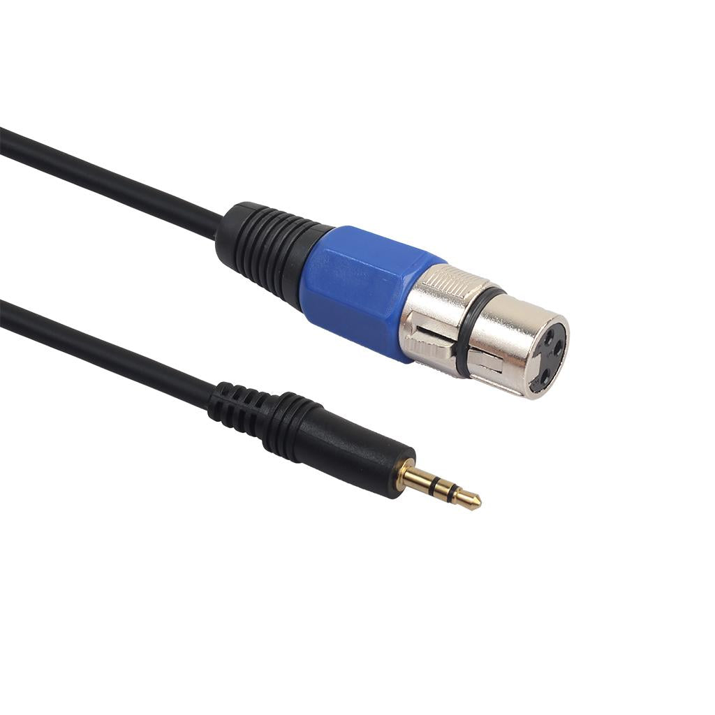 3.5mm 1/8 Male to XlR Female Stereo Mic Cable Mixer Speaker 10ft Blue"