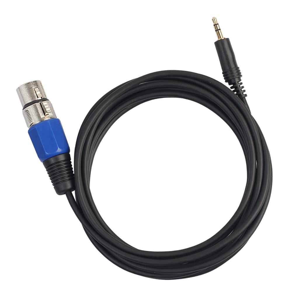 3.5mm 1/8 Male to XlR Female Stereo Mic Cable Mixer Speaker 10ft Blue"