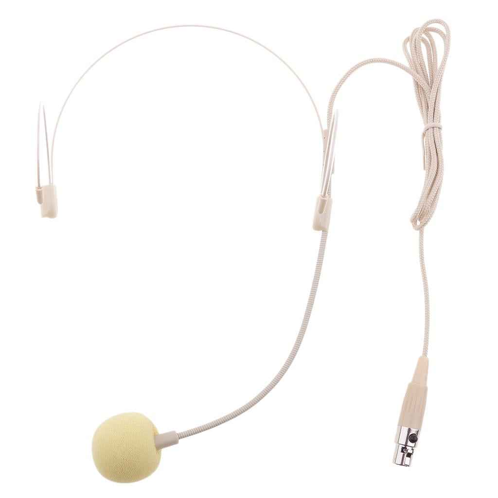 Double Ear Hook Wired Headset Headworn Microphone Beige XLR 4Pin